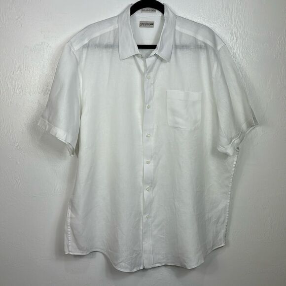 Natural Blue By Visitor Washable Linen Short Sleeve Button Down Shirt Size XL - Picture 2 of 8